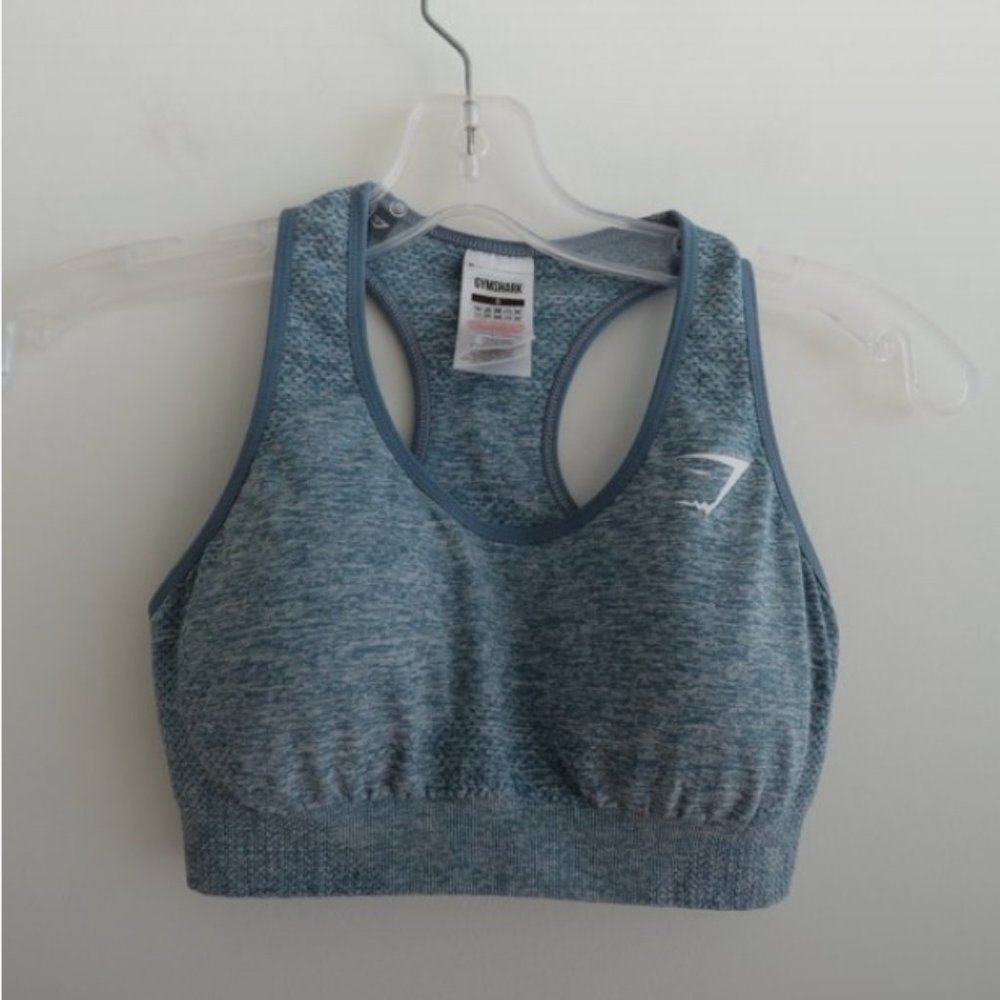 GYMSHARK Vital Seamless 2.0 Sports Bra in Blue Marl - Size S - Picture 1 of 14